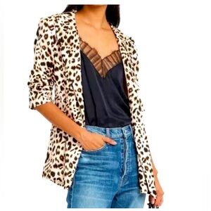 L’AGENCE Leopard Print 100% Silk Taryn Blazer